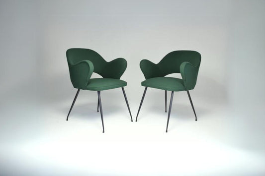 Paire de fauteuils verts italiens des années 1950