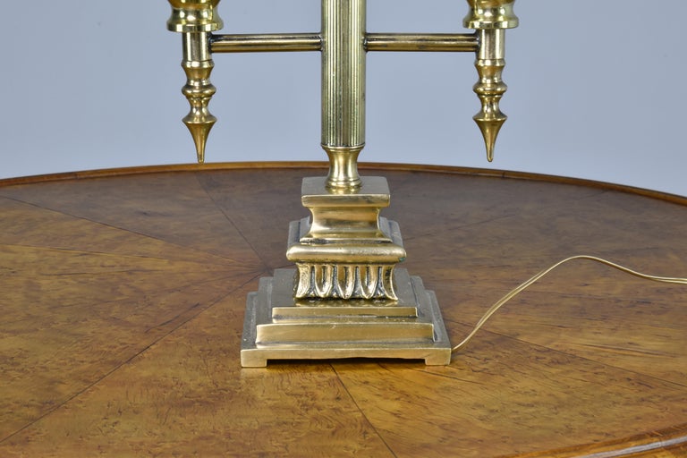 Lampe de table Art déco italienne en laiton double avec poignée, années 1940