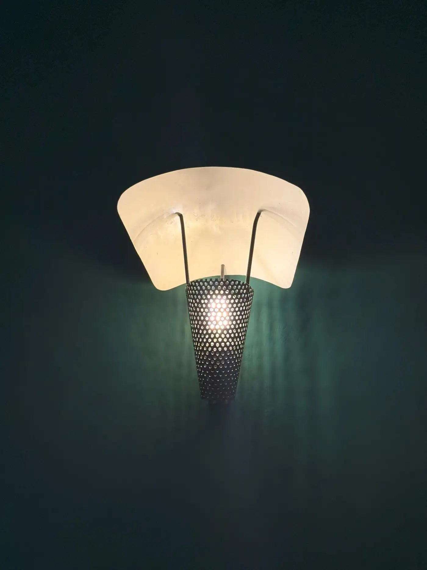 1950s French Perforated Metal Sconces Wall Lights by Jacques Biny, France