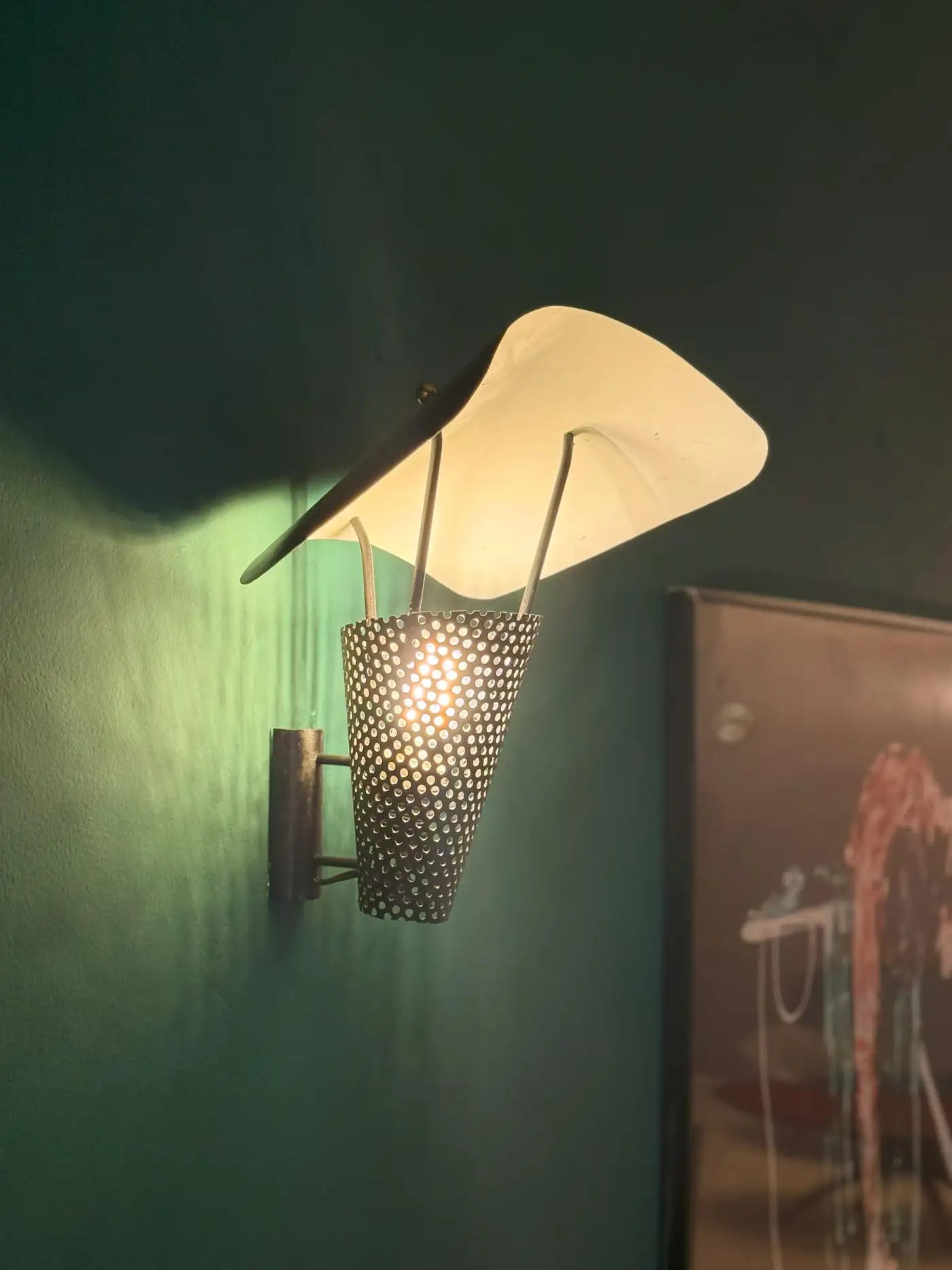 1950s French Perforated Metal Sconces Wall Lights by Jacques Biny, France