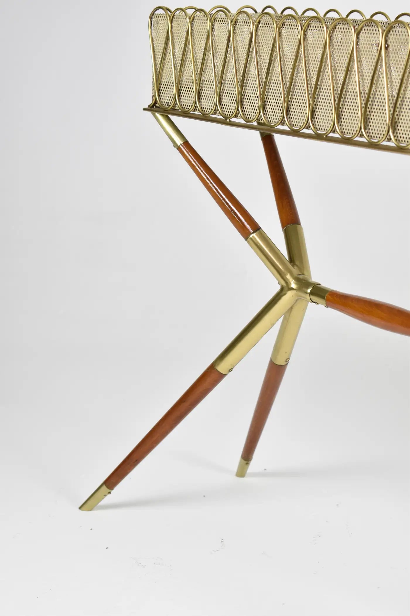 1950s Italian Brass & Teak Jardinière Attributed to Cesare Lacca