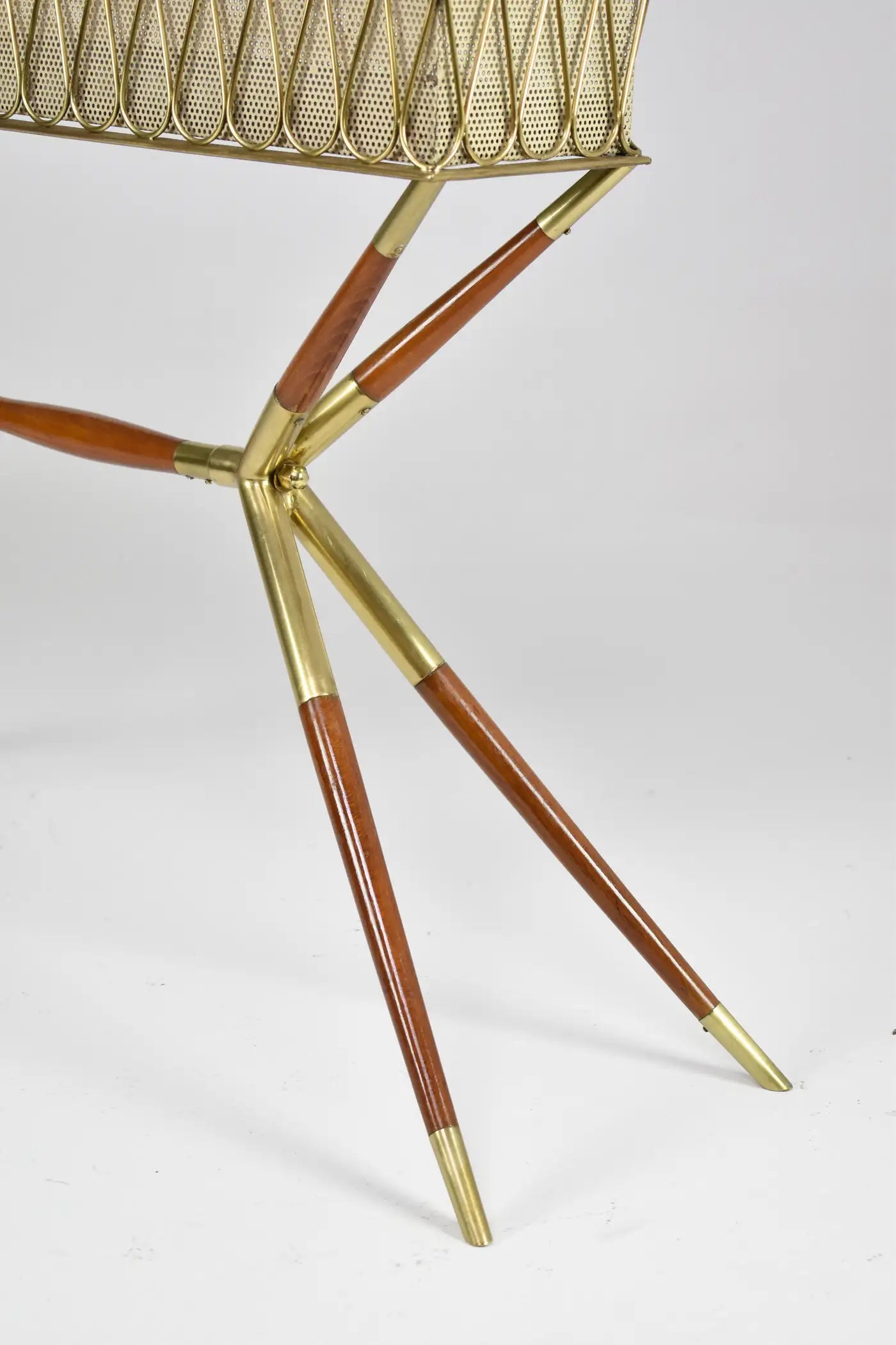 1950s Italian Brass & Teak Jardinière Attributed to Cesare Lacca