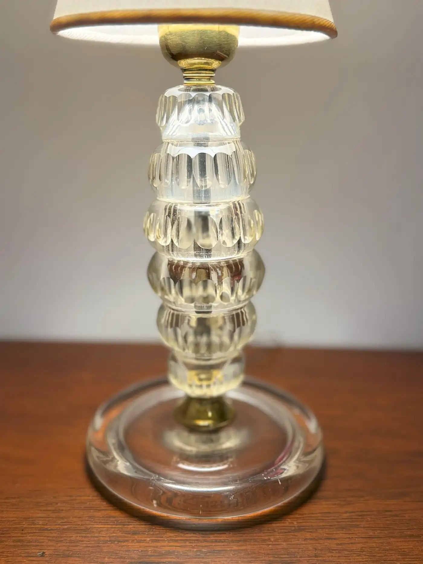 1950s Italian Murano Glass and Brass Vintage Table Lamp