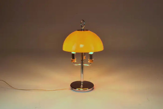 1970's Italian Orange Mushroom Shade Table Lamp