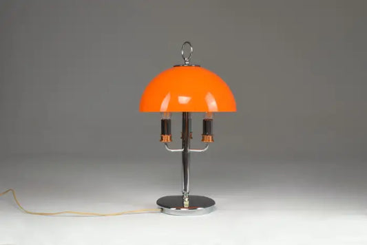 1970's Italian Orange Mushroom Shade Table Lamp