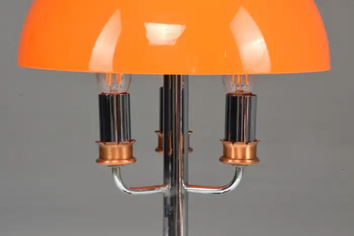 1970's Italian Orange Mushroom Shade Table Lamp