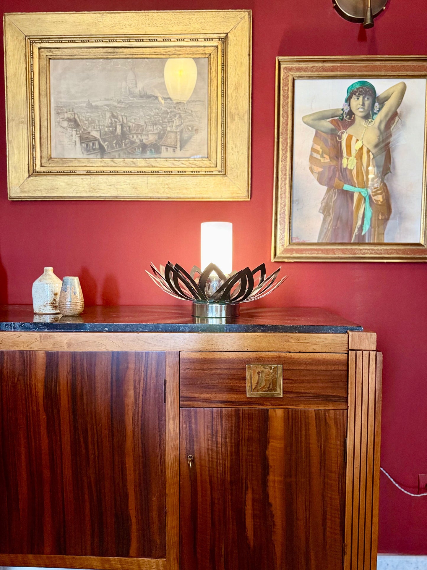 Lampe Fleur en Inox Années 70 par Jacqueline Trocmé
