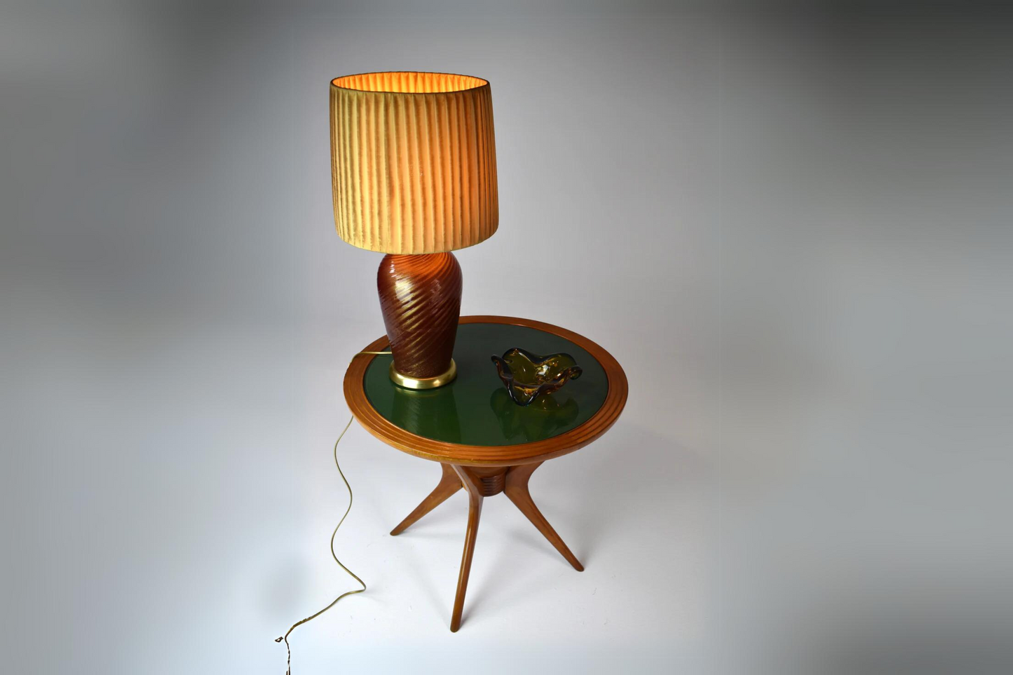 Italian Red Mid-Century Murano Table Lamp by Tommaso Barbi, 1970s