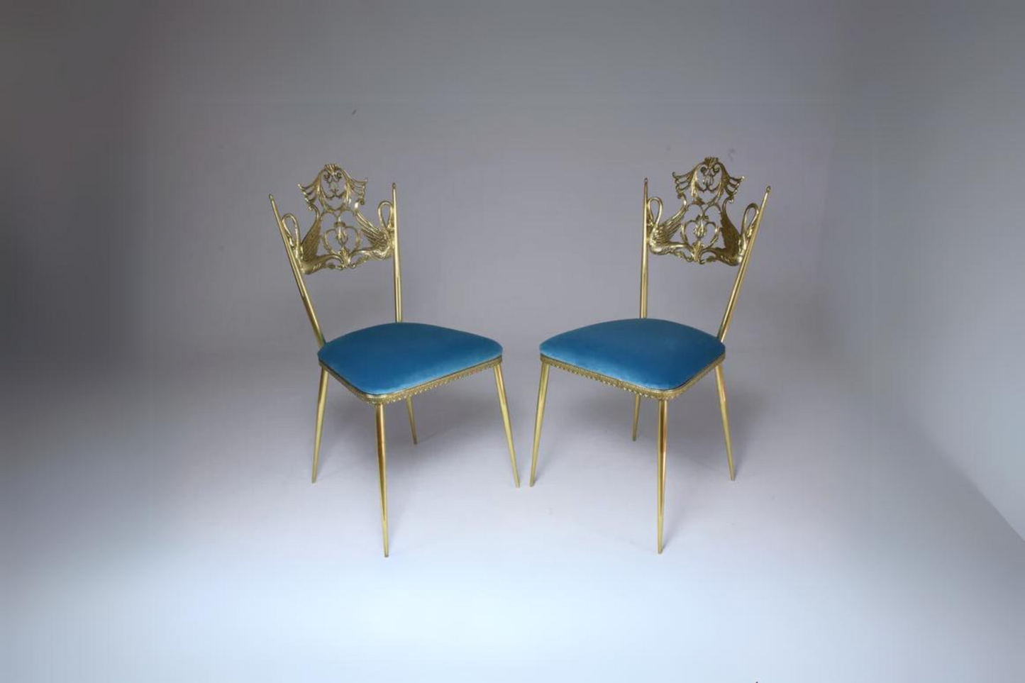 Paire de chaises en laiton vintage italiennes du XXe siècle, années 1950