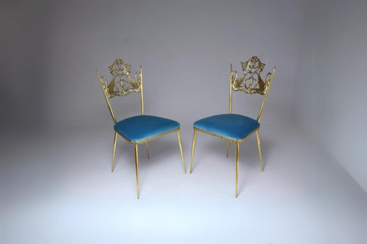 Paire de chaises en laiton vintage italiennes du XXe siècle, années 1950