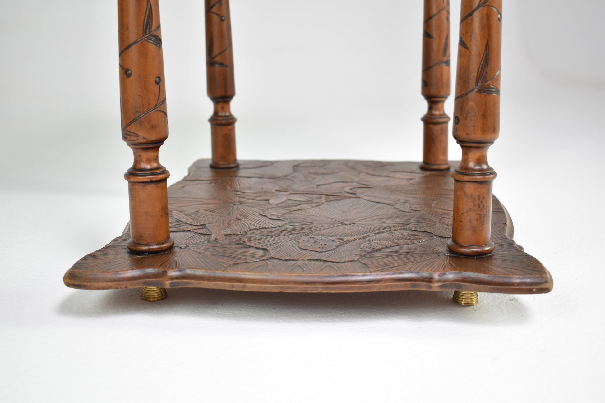 Antique Japanese Sculpted Wooden Tea Table