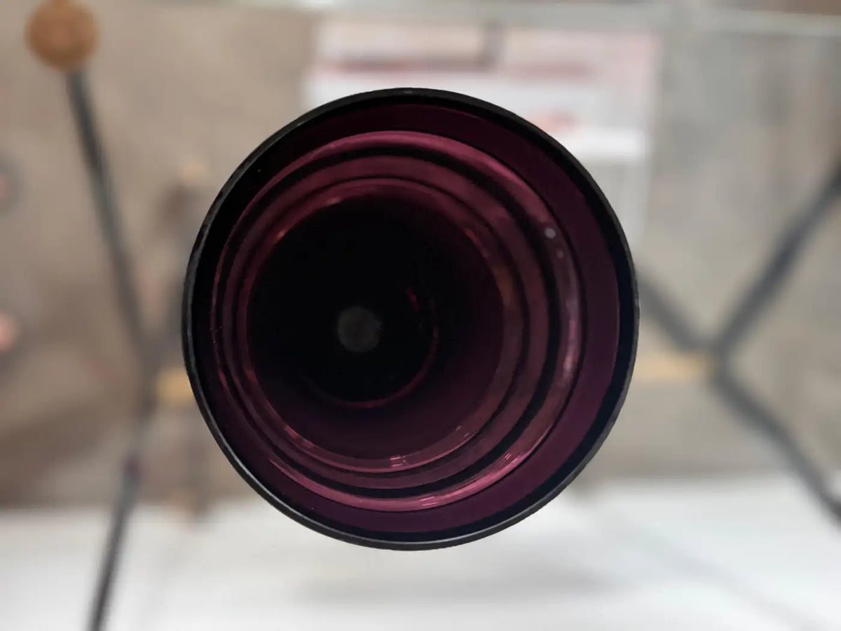 French Art Deco Plum Glass Vase with Gold Bands, 1930s