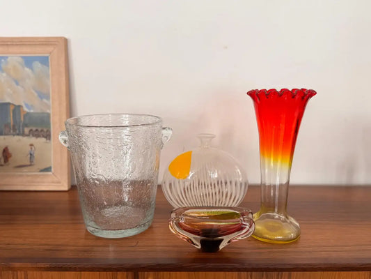 Art Nouveau Vintage Amberina Glass Trumpet Vase, c. 1890–1910