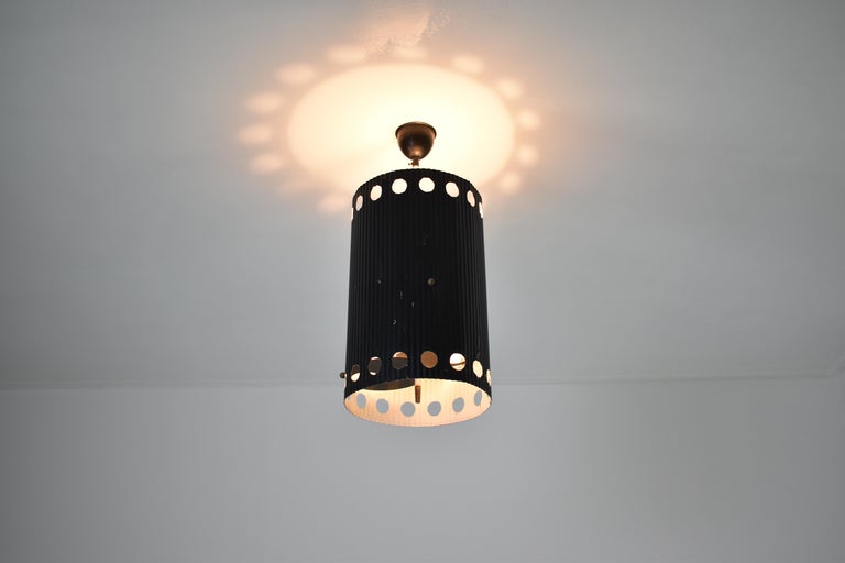 Original Mathieu Matégot "Java" Pendant in Black Lacquer, 1950s