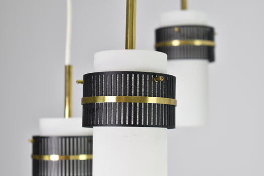 Shop 1950s Italian 5-Light Opaline Glass & Brass Pendant by Stilnovo - Spirit Gallery Vintage Furniture