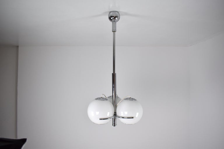 1970's Italian Reggiani Three Globes Adjustable Pendant