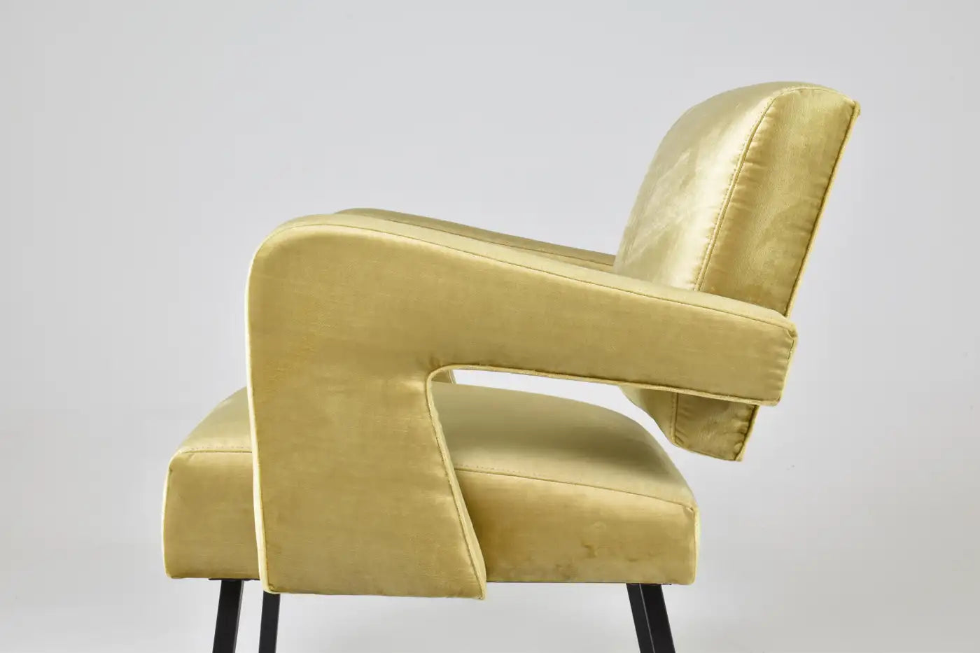 Jacques Adnet French Presidential Velvet Armchair, 1950s