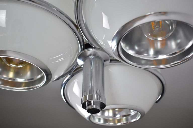 1970's Italian Reggiani Three Globes Adjustable Pendant