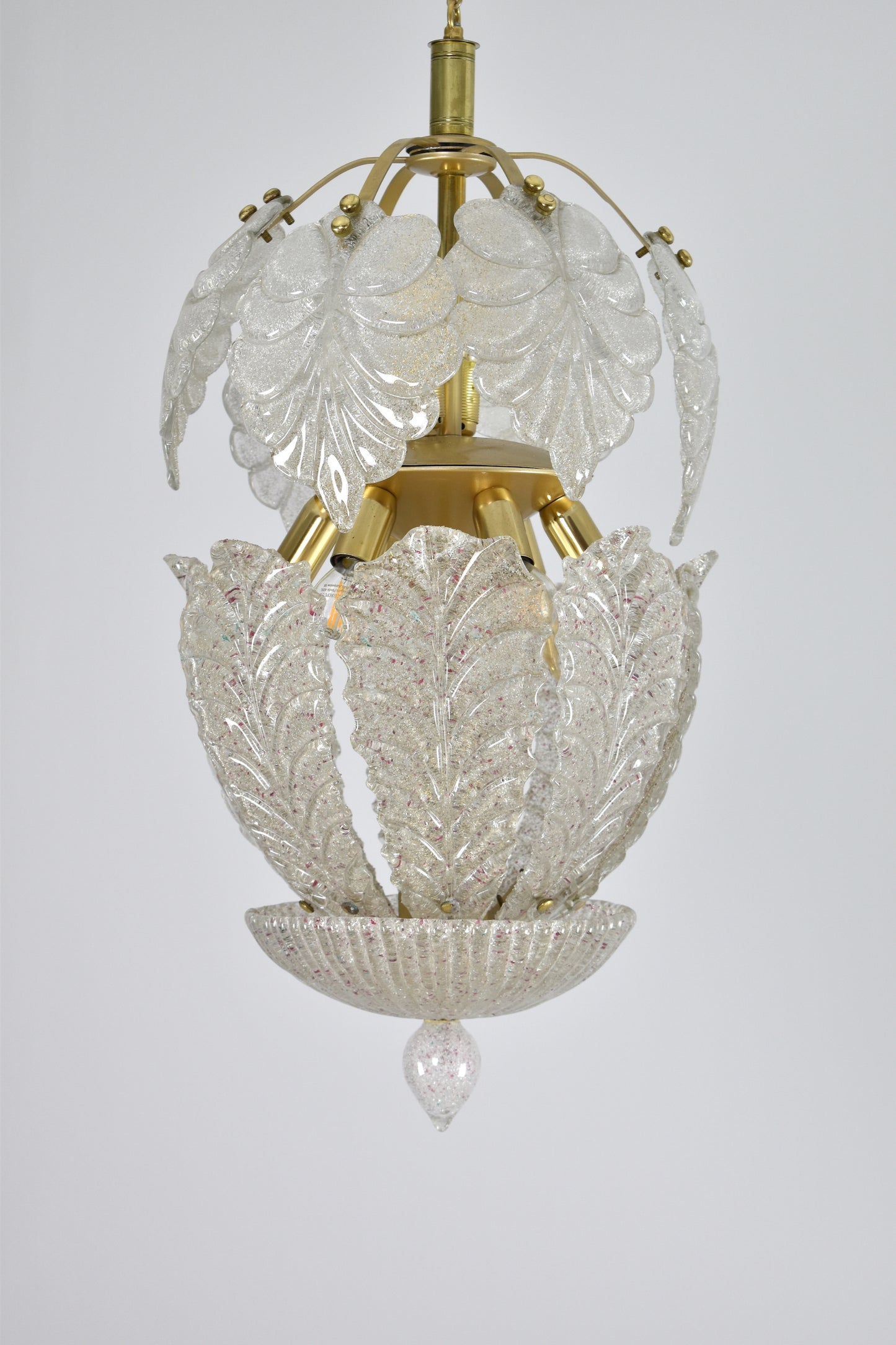 1970's Italian Mid-Century Murano Glass Leaf Pendant by Barovier Toso