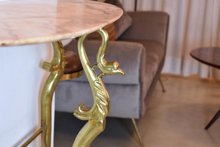 1950's Italian Brass Marble Console with Mirror