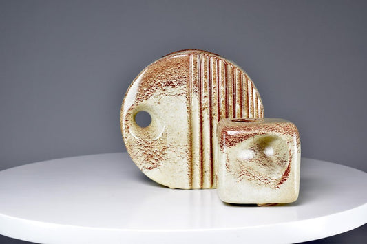 Paire de vases en céramique texturée italienne des années 1970 par Giovanni Bertoncello