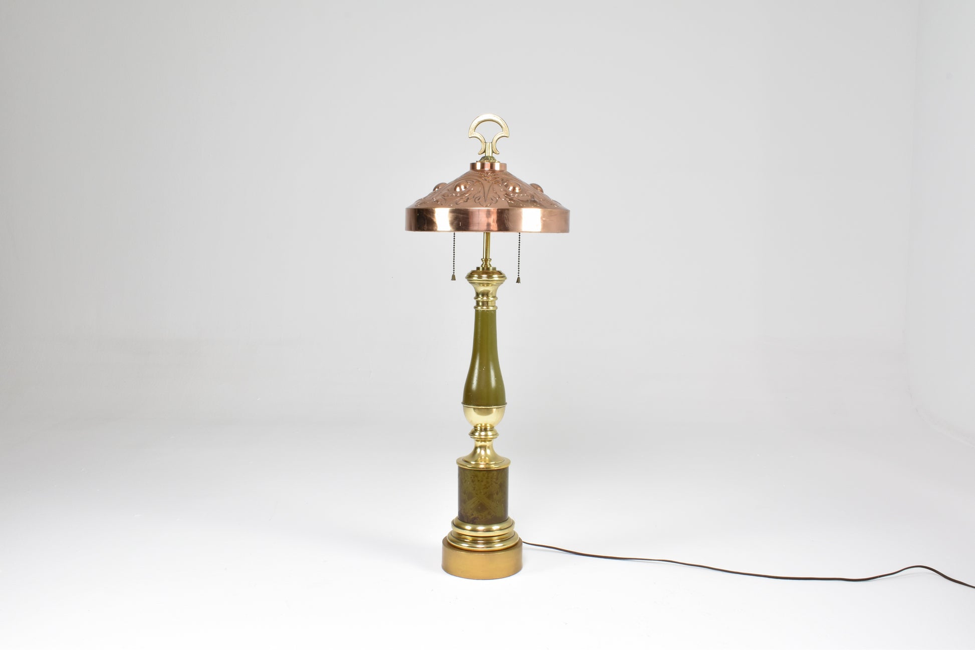 French Art Nouveau Brass & Copper Table Lamp, 1910-20s