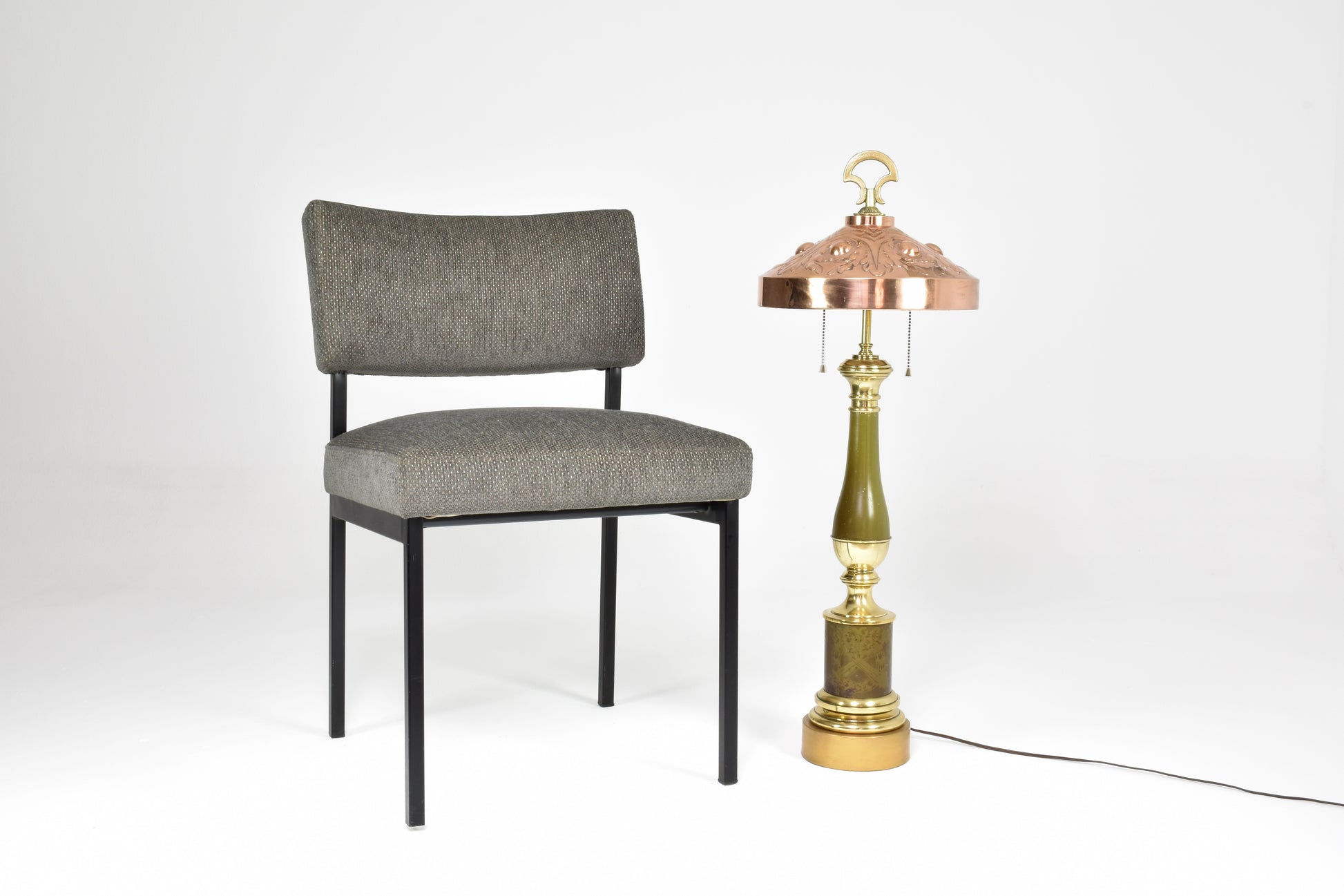 French Art Nouveau Brass & Copper Table Lamp, 1910-20s