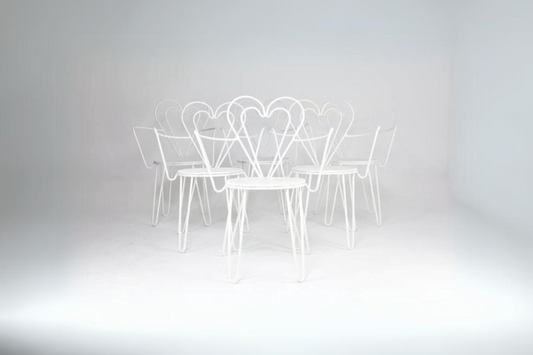 French Metal Heart Chairs by Mathieu Matégot, 1950s