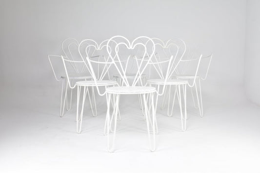 French Metal Heart Chairs by Mathieu Matégot, 1950s