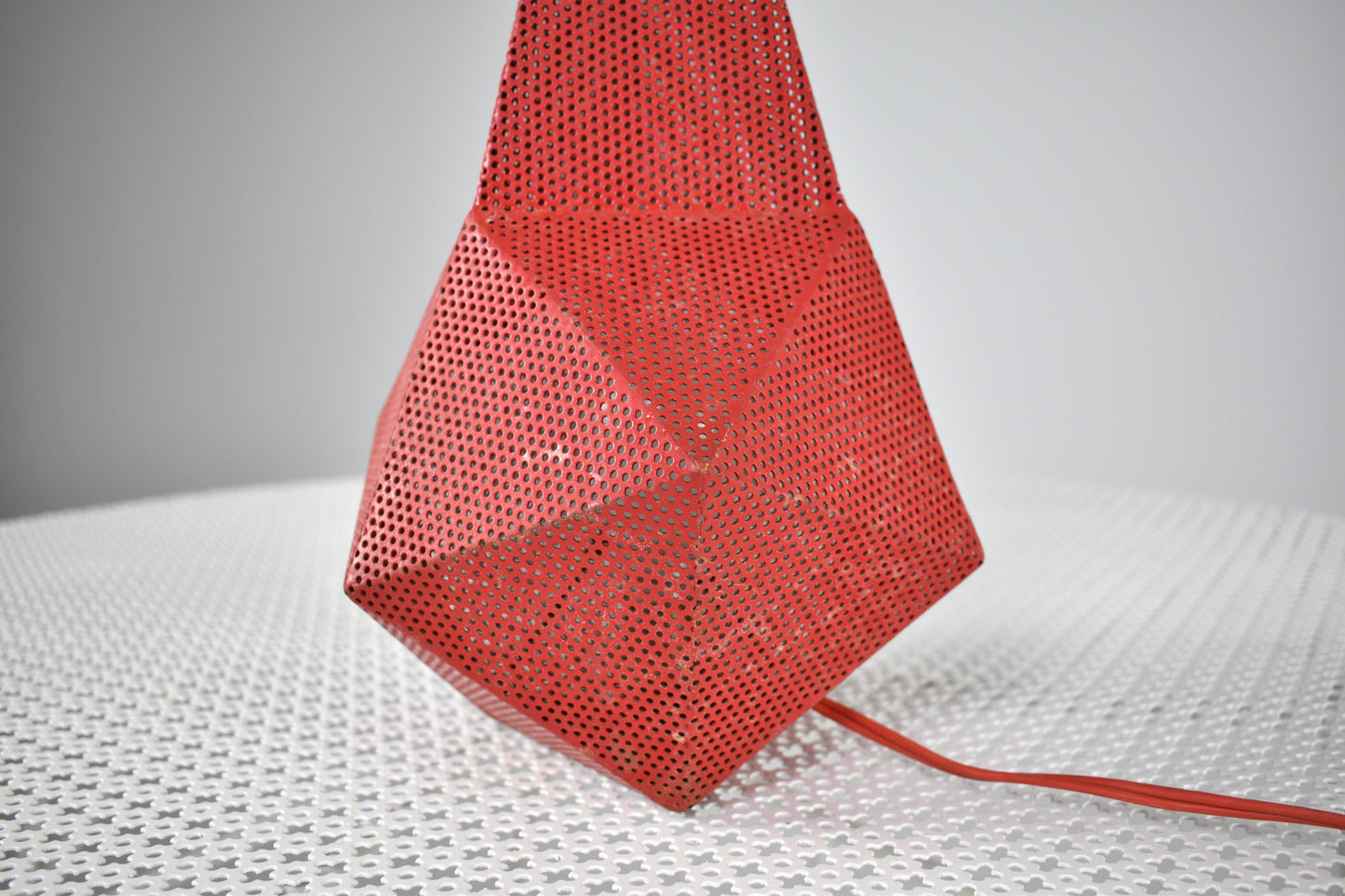 French Perforated Metal Table Lamp by Mathieu Matégot, 1950s