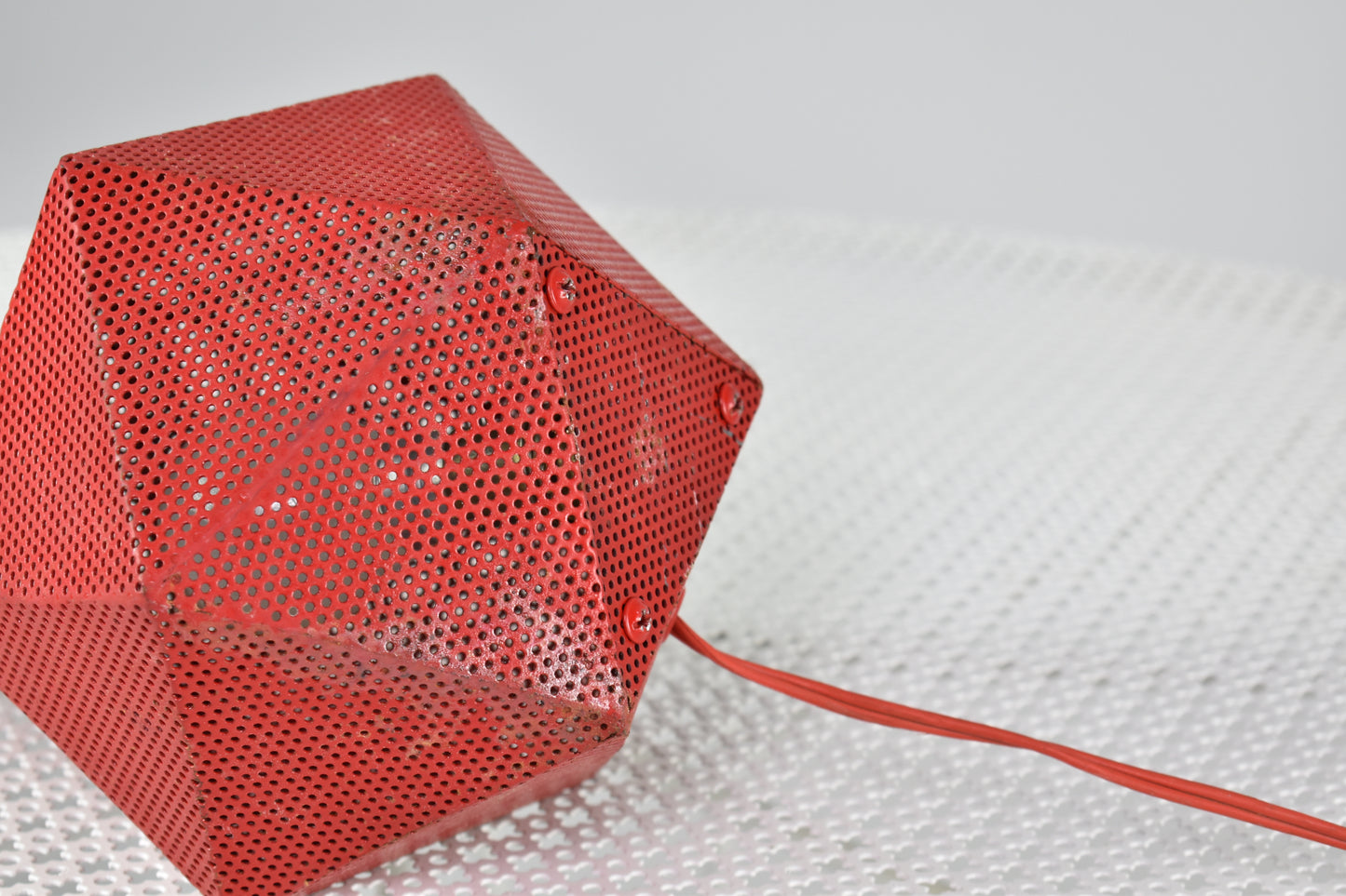 French Perforated Metal Table Lamp by Mathieu Matégot, 1950s
