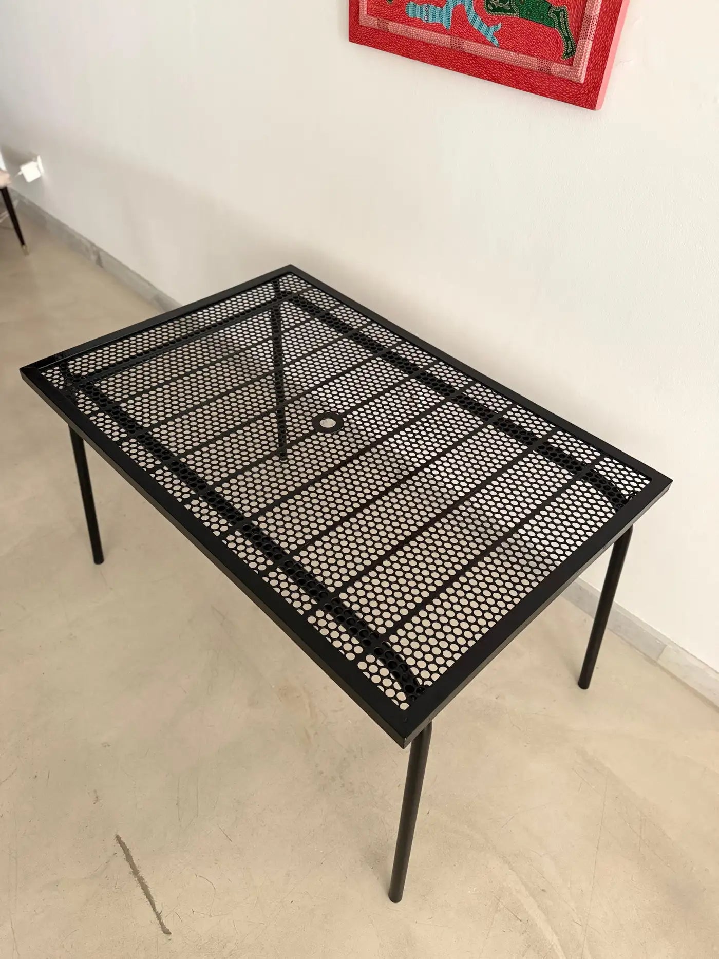 French Perforated Steel Garden Table by Rene Malaval, 1950s–1979s