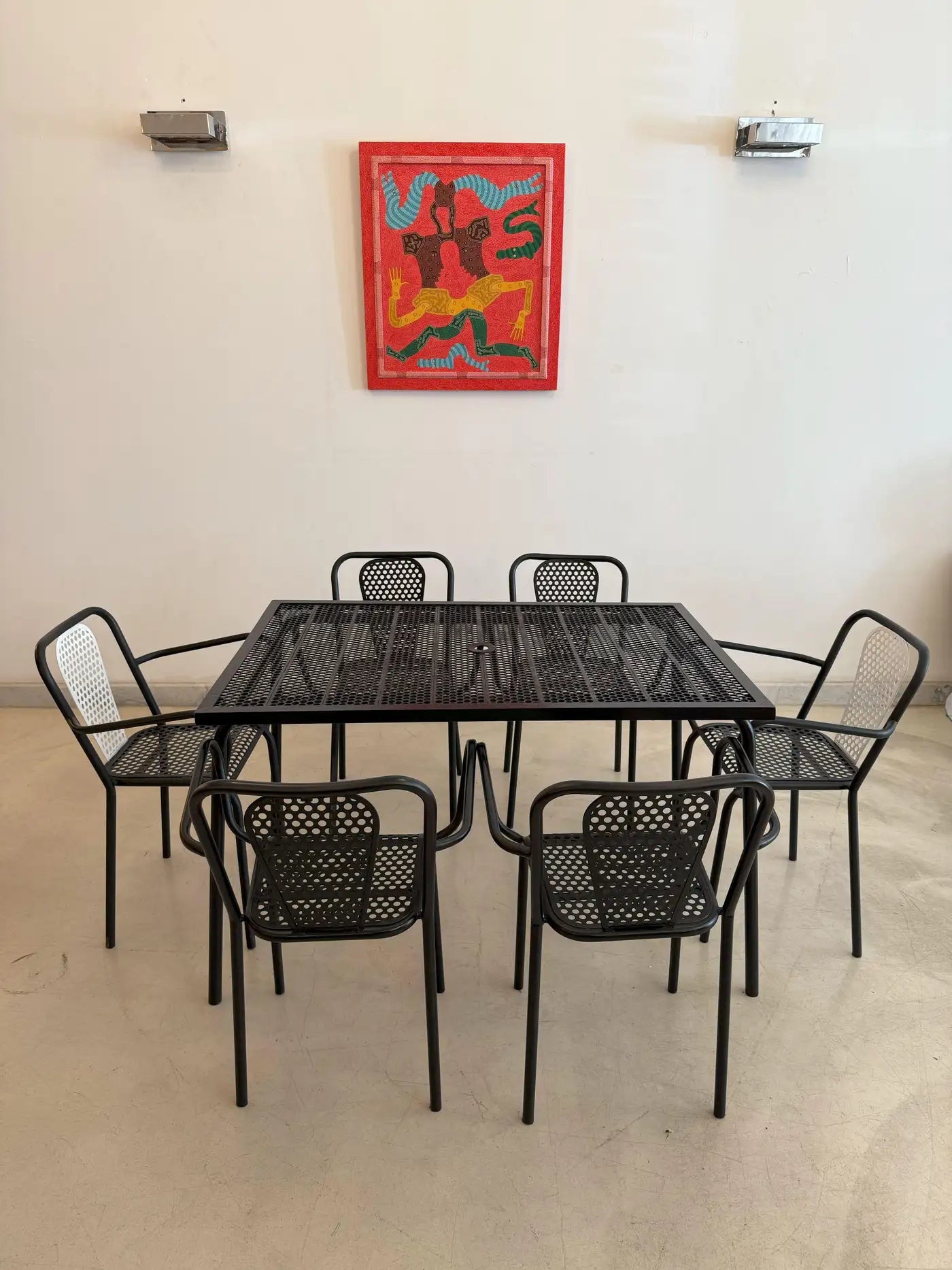 French Perforated Steel Garden Table by Rene Malaval, 1950s–1979s