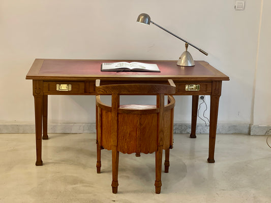 Chaise de bureau Art Nouveau en chêne sculpté français