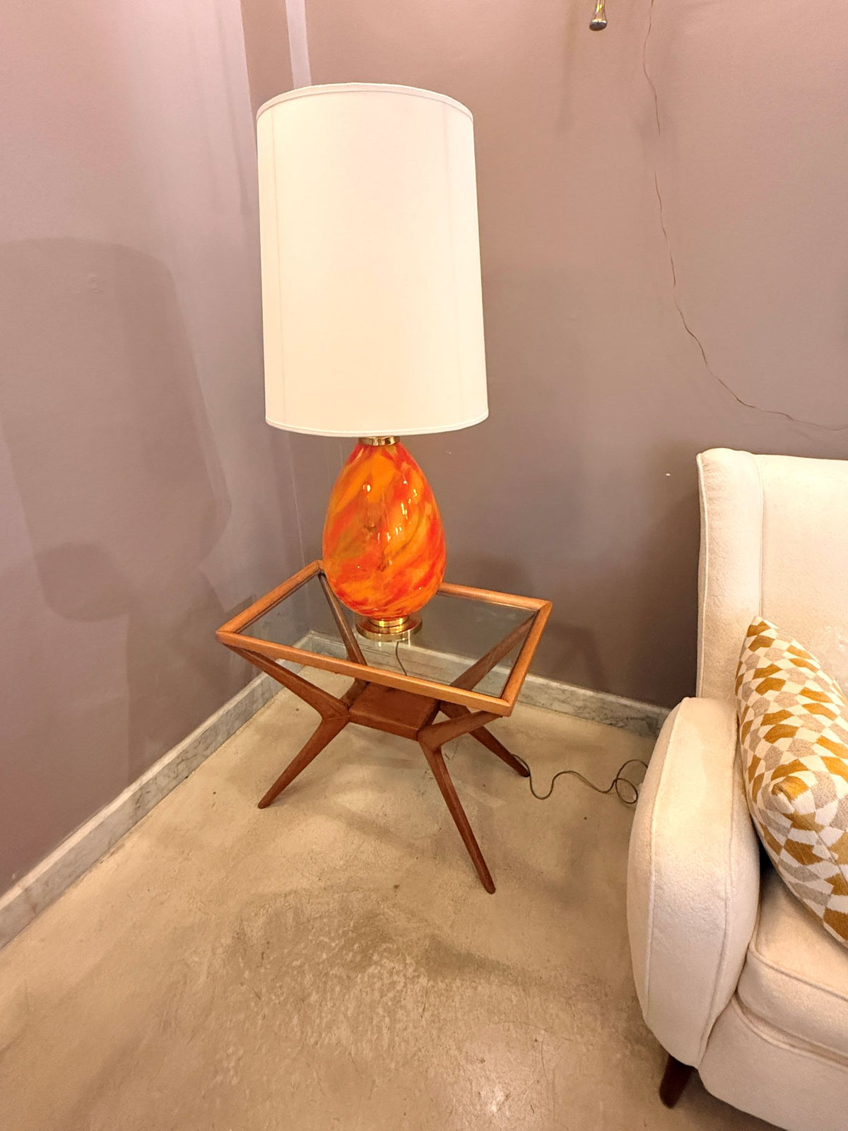 Italian Glass and Wood Coffee Table in the Style of Cesare Lacca, 1940s–50s