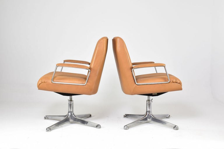 Italian Leather Office Chair Set by Osvaldo Borsani for Tecno Milano, 1960s