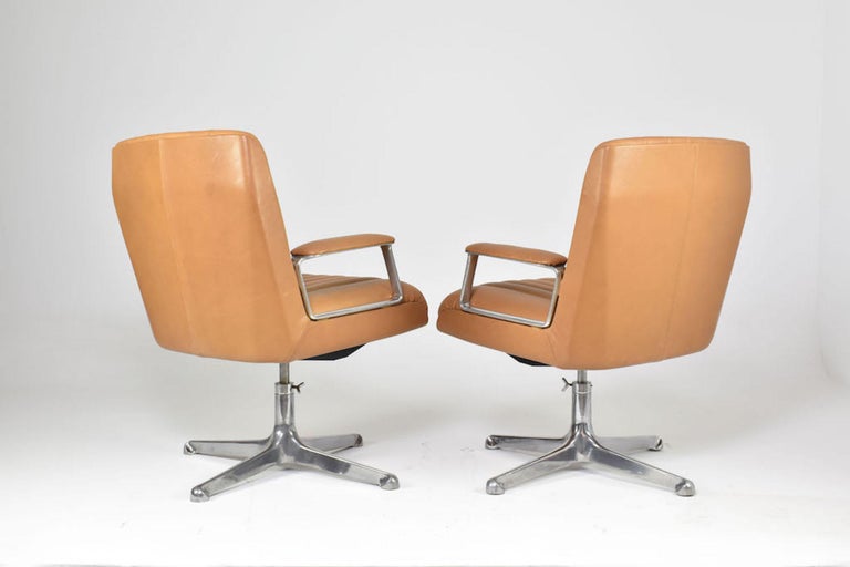 Italian Leather Office Chair Set by Osvaldo Borsani for Tecno Milano, 1960s