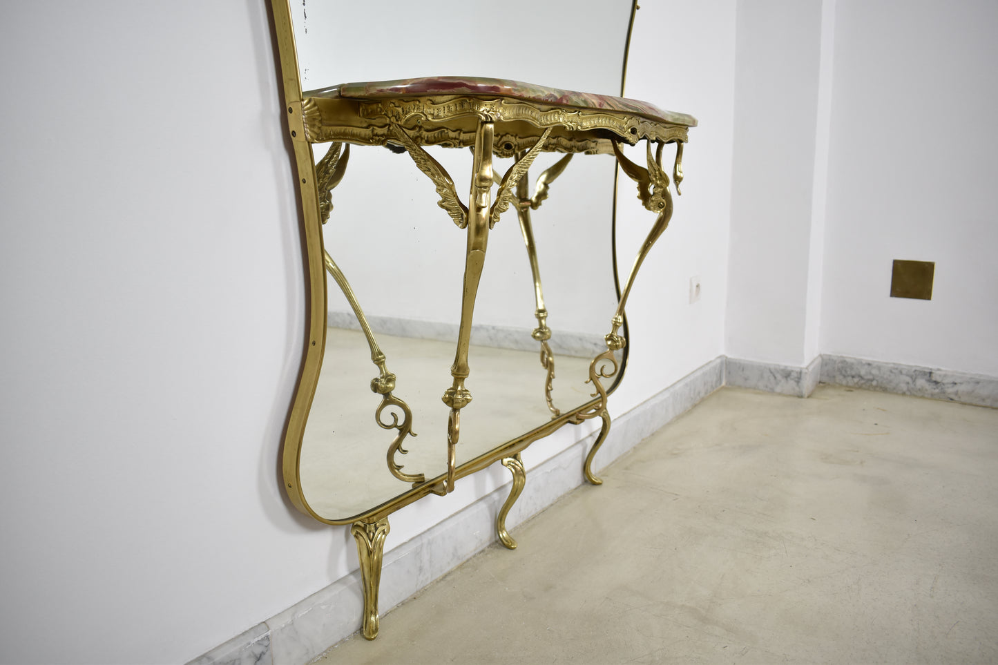 Italian Mirrored Console in Style of Hollywood Regency, 1950s