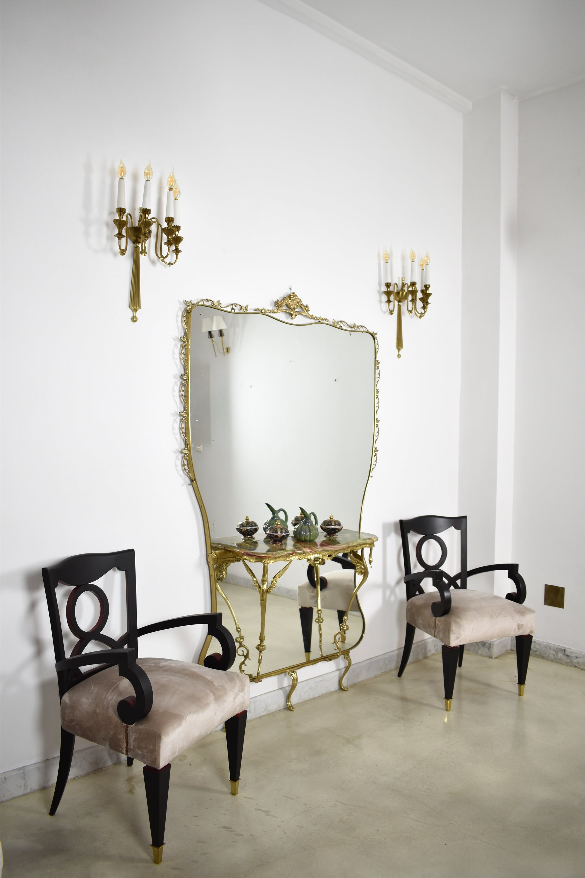 Italian Mirrored Console in Style of Hollywood Regency, 1950s