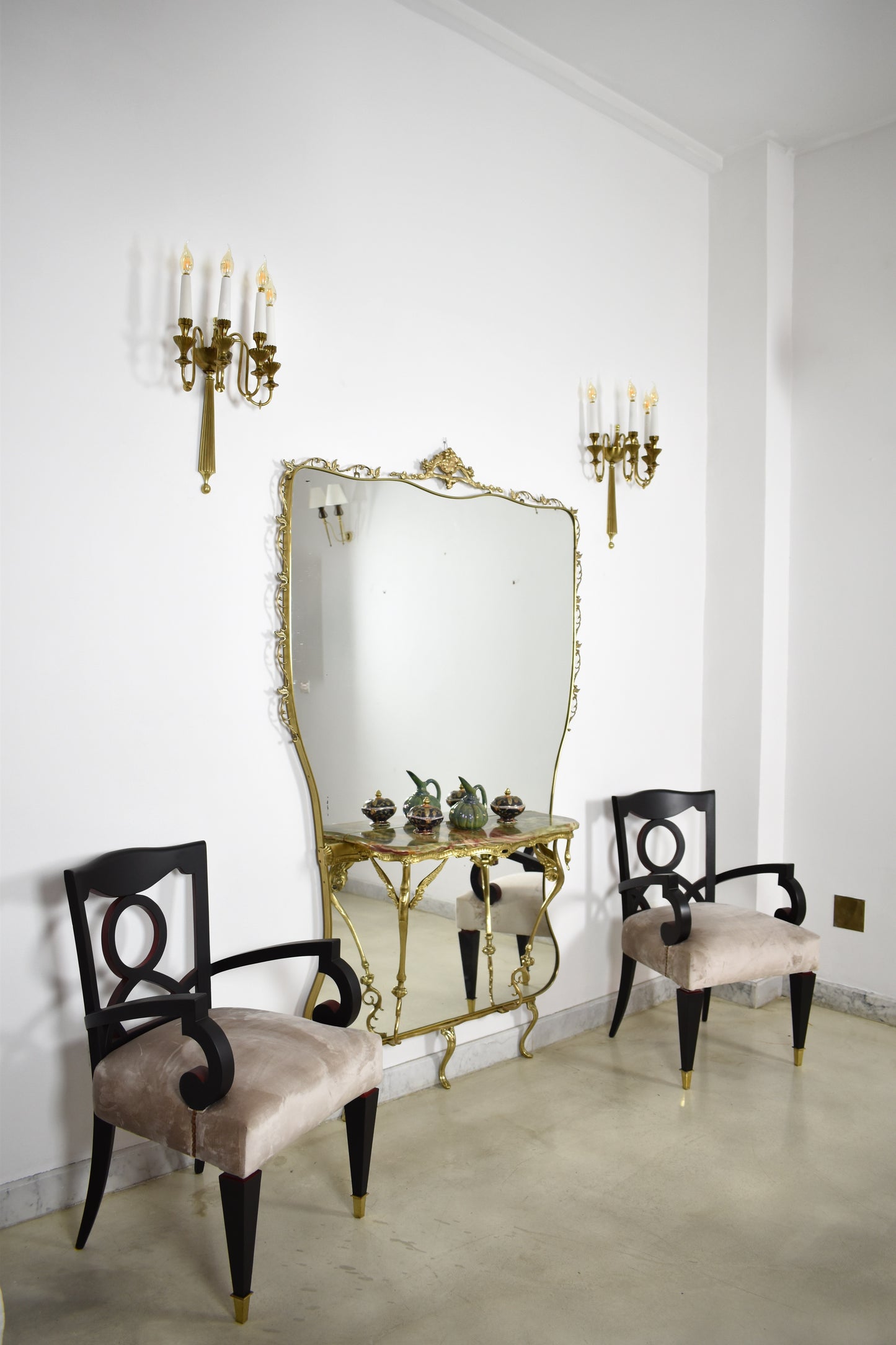 Italian Mirrored Console in Style of Hollywood Regency, 1950s
