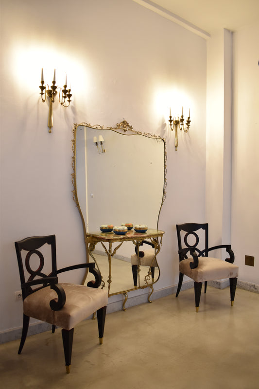 Italian Mirrored Console in Style of Hollywood Regency, 1950s