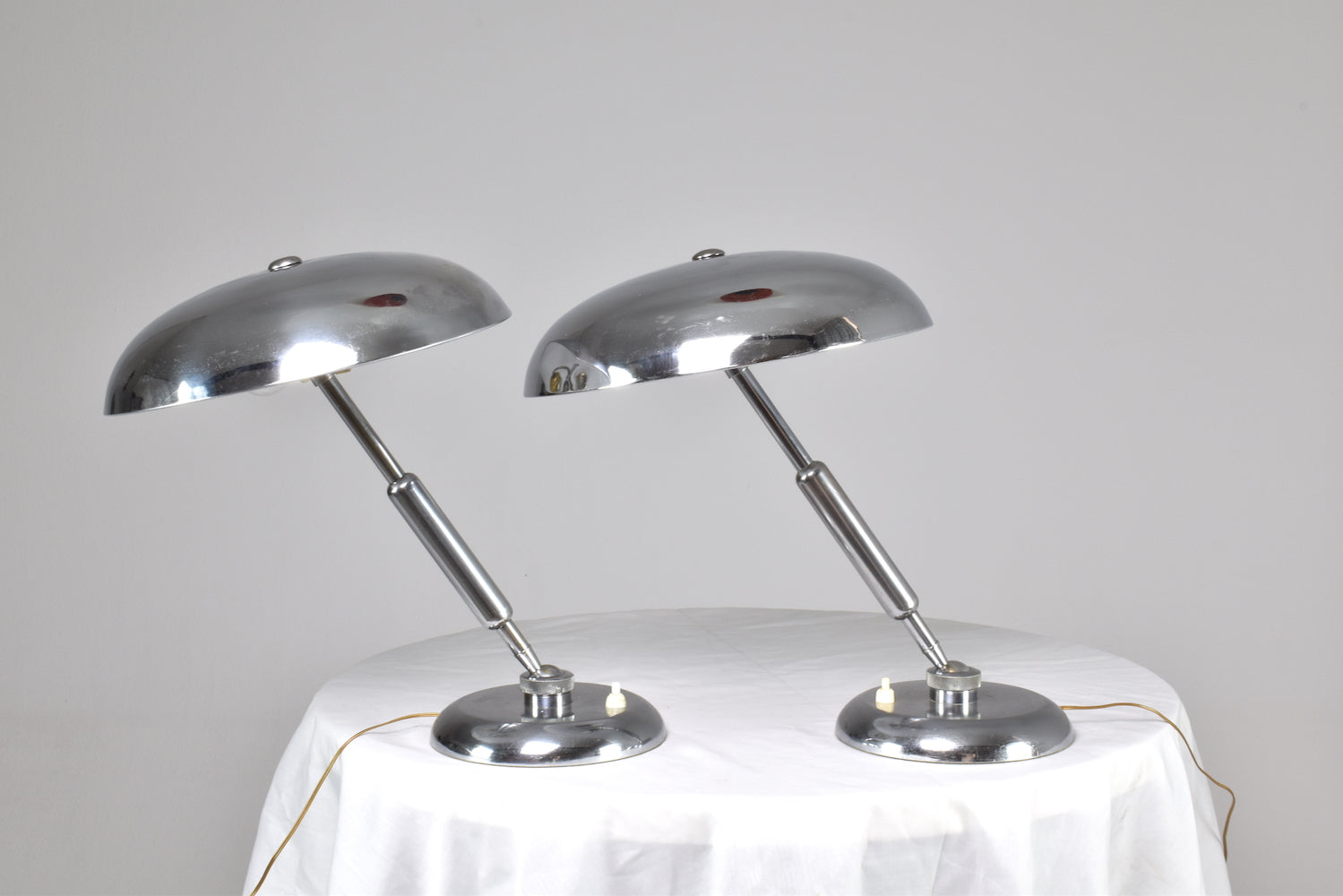 Italian Nickel Table Lamps by Giovanni Michelucci, 1950s
