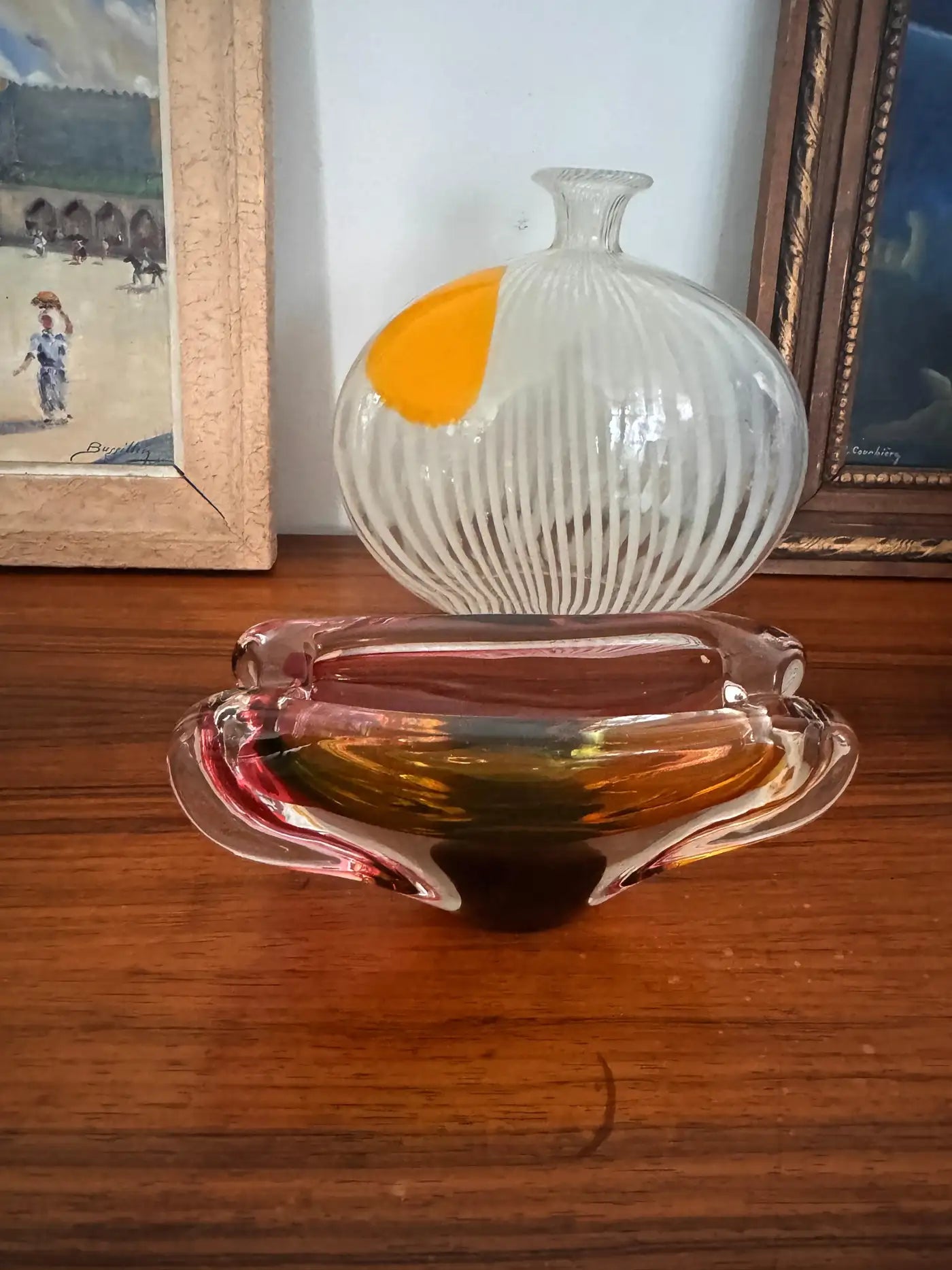 Cendrier en verre Sommerso italien, Murano, attribué à Josef Rozínek, années 1960
