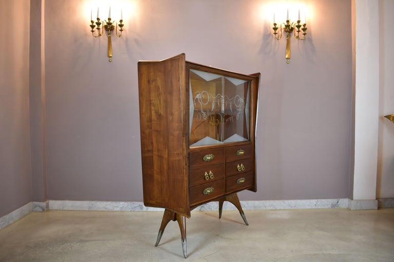 Italian Vintage Mid-Century Modern Glass-Fronted Cabinet, 1950s