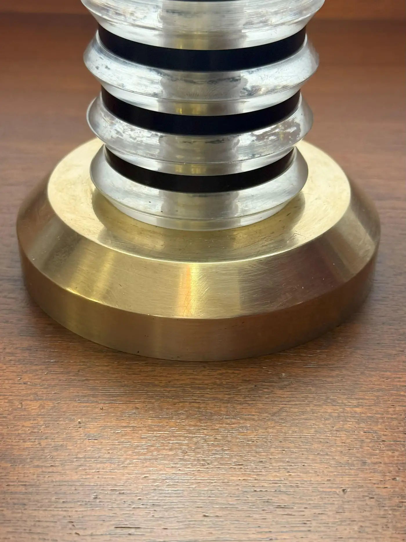 Italian Vintage Modernist Lucite and Brass Table Lamp, c. 1968–1975