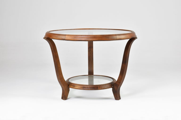 Italian Wood & Glass Coffee Table Attributed to Paolo buffa, 1940-50s