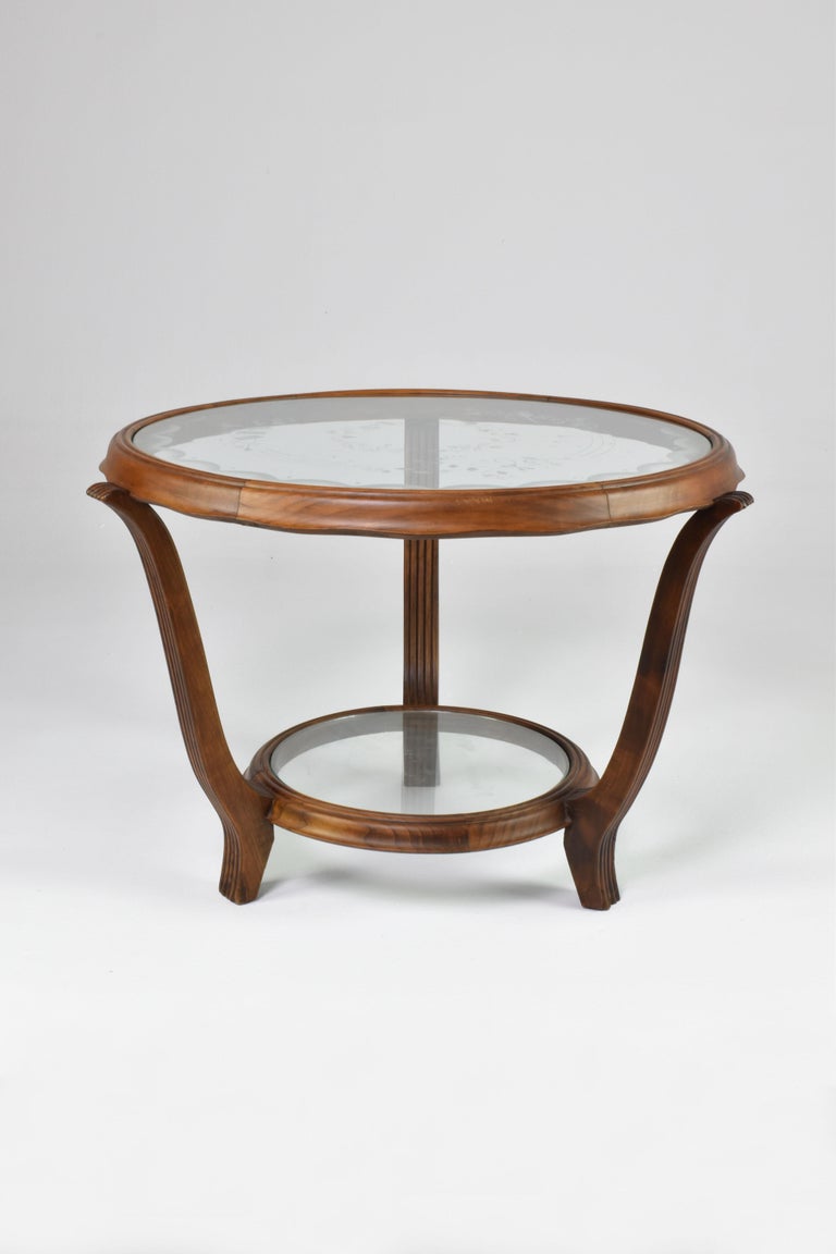 Italian Wood & Glass Coffee Table Attributed to Paolo buffa, 1940-50s