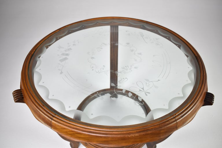 Italian Wood & Glass Coffee Table Attributed to Paolo buffa, 1940-50s