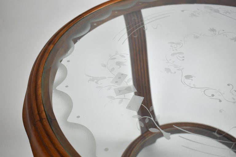Italian Wood & Glass Coffee Table Attributed to Paolo buffa, 1940-50s