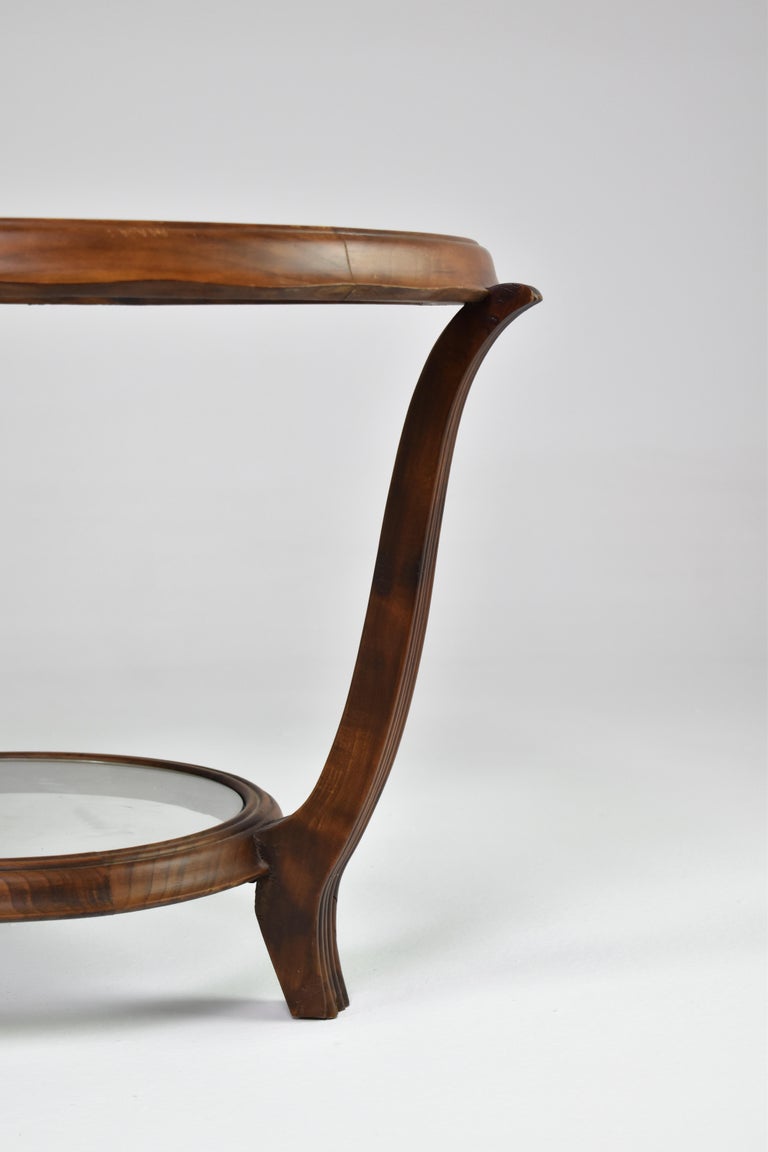 Italian Wood & Glass Coffee Table Attributed to Paolo buffa, 1940-50s